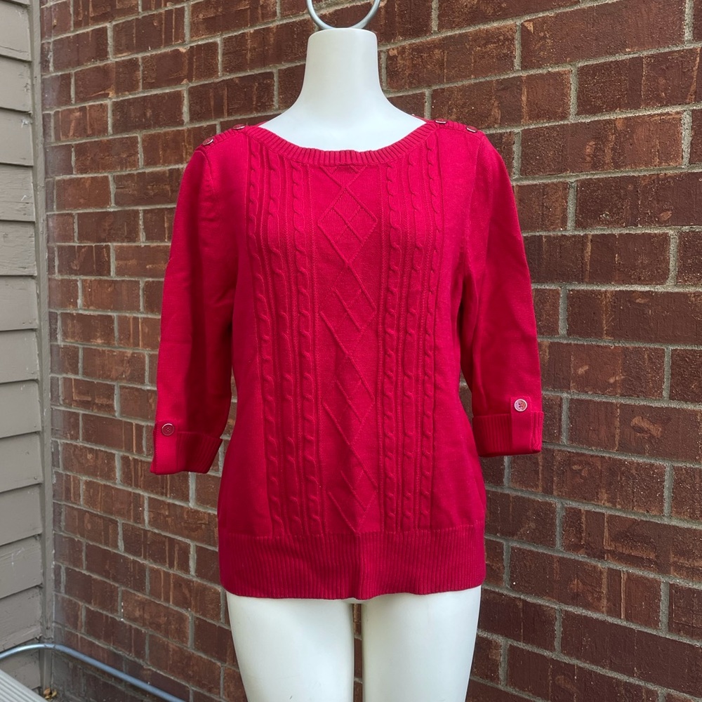 Studio Works Red Sweater Shirt (Petite Large)